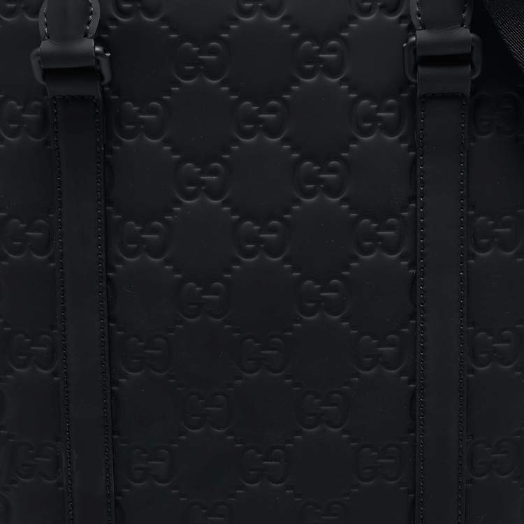 Pre Owned Gucci Black Rubber Effect Guccissima Leather Tote