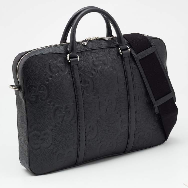 Pre Owned Gucci Black Jumboo GG Leather Briefcase