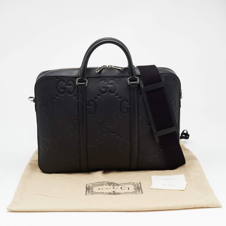 Pre Owned Gucci Black Jumboo GG Leather Briefcase