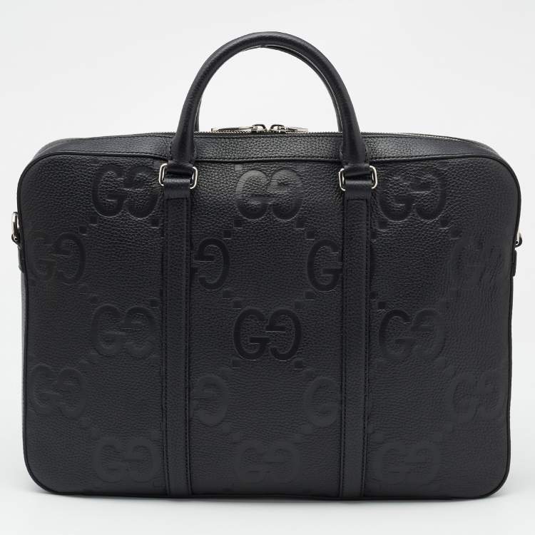Pre Owned Gucci Black Jumboo GG Leather Briefcase