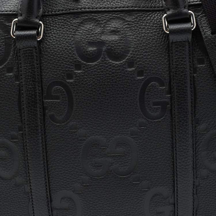 Pre Owned Gucci Black Jumboo GG Leather Briefcase