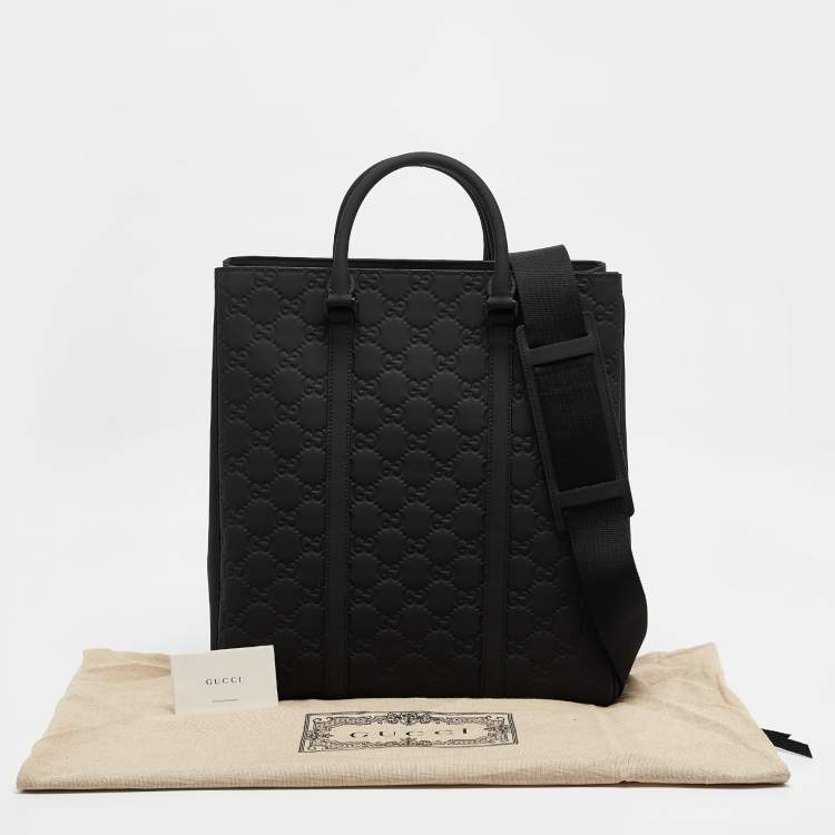 Pre Owned Gucci Black Rubber Effect Guccissima Leather Tote
