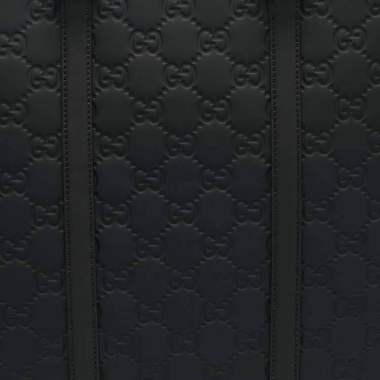 Pre Owned Gucci Black Rubber Effect Guccissima Leather Tote