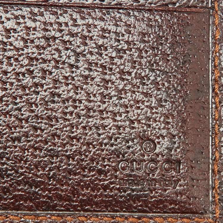Pre Owned Gucci Dark Brown Leather Web Detail Card Case