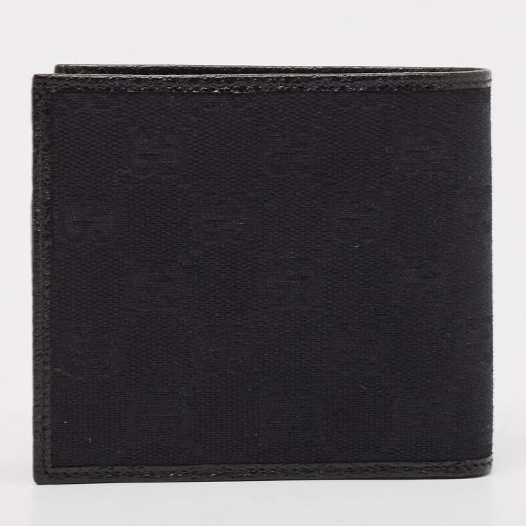 Pre Owned Gucci Black GG Canvas and Leather Bifold Wallet