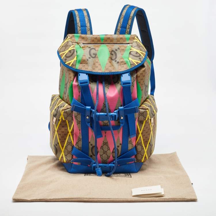 Pre Owned Gucci Multicolor GG Supreme Canvas Rhombus Print Backpack