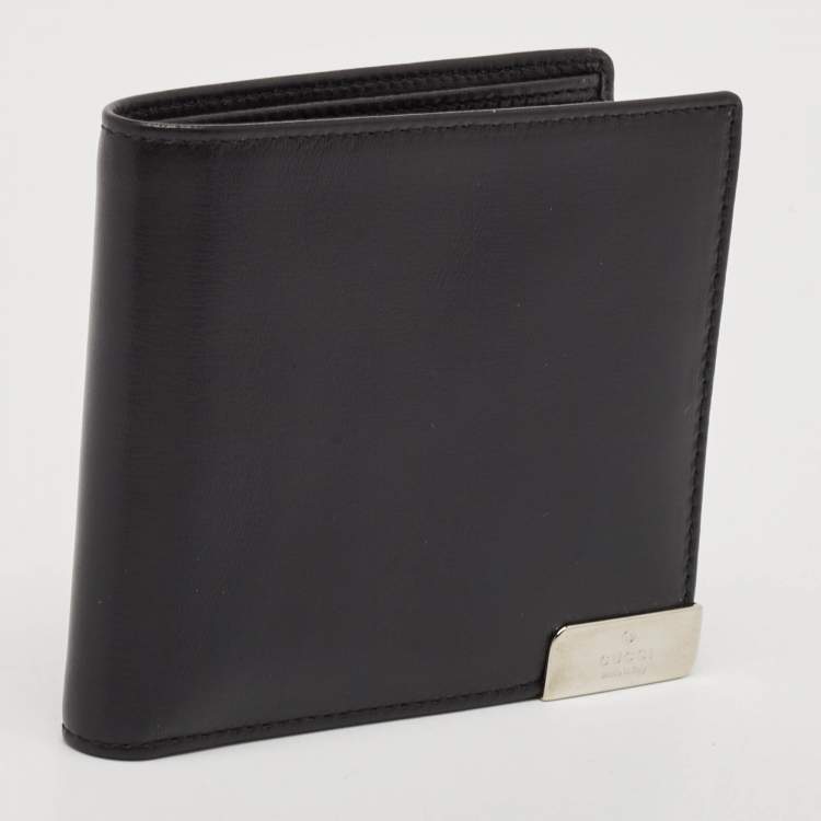 Pre Owned Gucci Black Leather Bifold Wallet