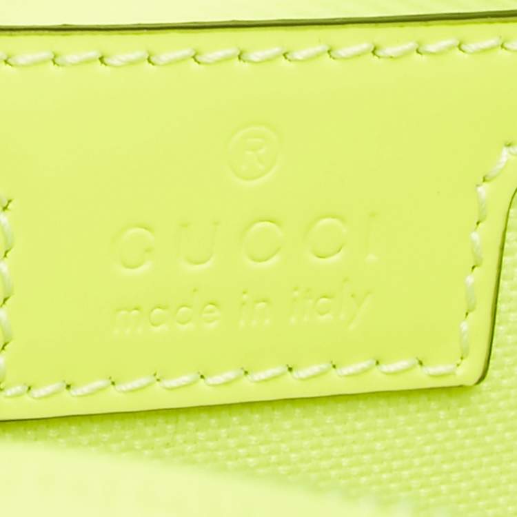 Pre Owned Gucci Lime Green Guccissima Rubber Effect Leather Crossbody Bag