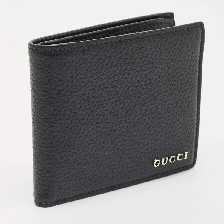 مملوكة مسبقًا Gucci Black Leather Logo Bifold Wallet