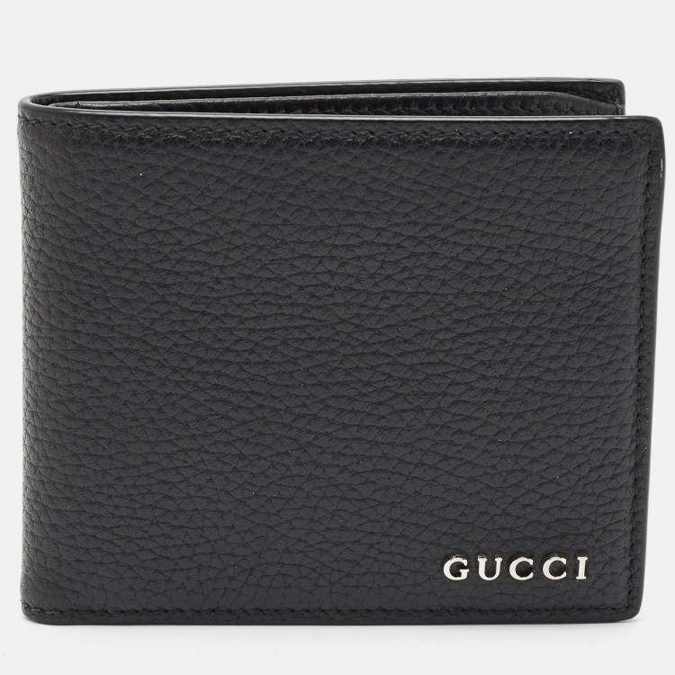 مملوكة مسبقًا Gucci Black Leather Logo Bifold Wallet