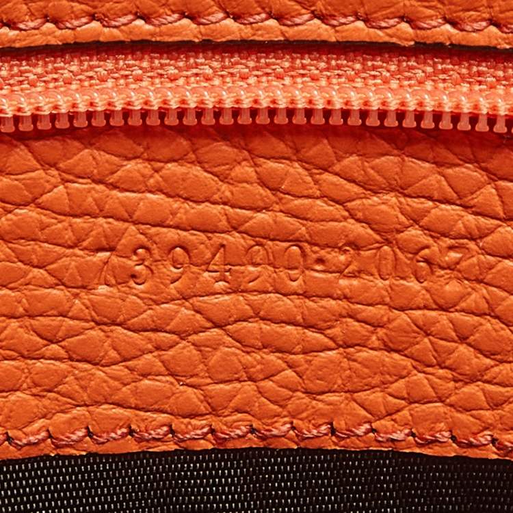 Pre Owned Gucci Neon Orange Jumbo GG Leather Medium Pouch