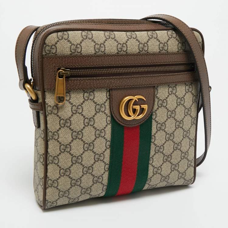 Pre Owned Gucci Beige/Brown GG Supreme Canvas Small Ophidia Messenger Bag