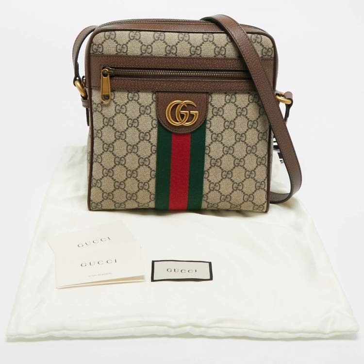Pre Owned Gucci Beige/Brown GG Supreme Canvas Small Ophidia Messenger Bag