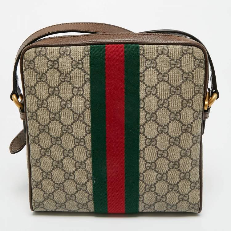 Pre Owned Gucci Beige/Brown GG Supreme Canvas Small Ophidia Messenger Bag