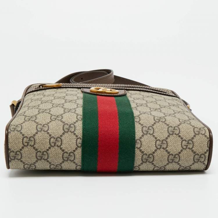 Pre Owned Gucci Beige/Brown GG Supreme Canvas Small Ophidia Messenger Bag