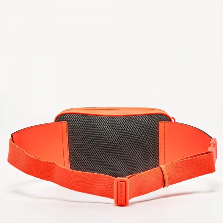 Pre Owned Gucci Neon Orange Rubber Effect Guccissima Leather Small Belt Bag