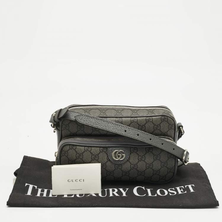 Pre Owned Gucci Grey GG Supreme Canvas and Leather Ophidia Shoulder Bag