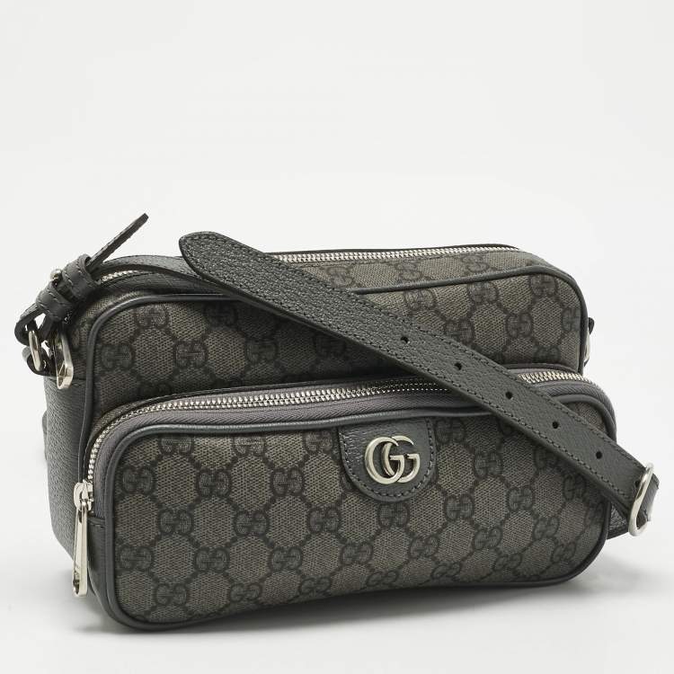 Pre Owned Gucci Grey GG Supreme Canvas and Leather Ophidia Shoulder Bag