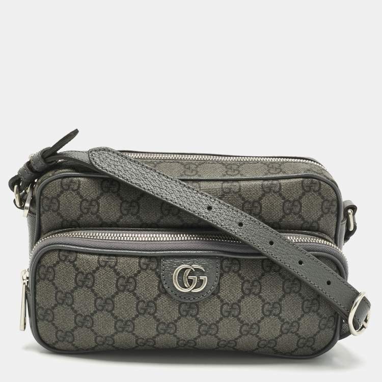 Pre Owned Gucci Grey GG Supreme Canvas and Leather Ophidia Shoulder Bag
