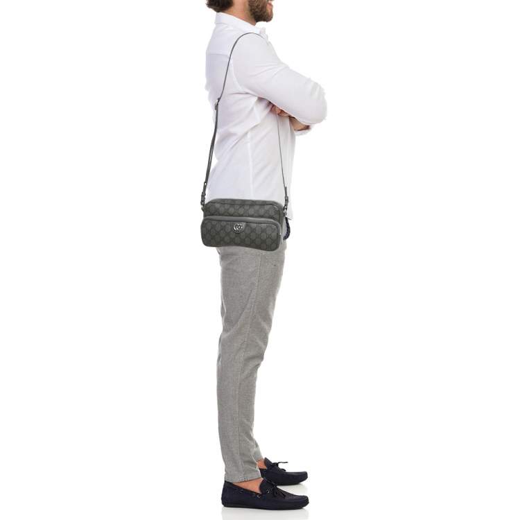 Pre Owned Gucci Grey GG Supreme Canvas and Leather Ophidia Shoulder Bag