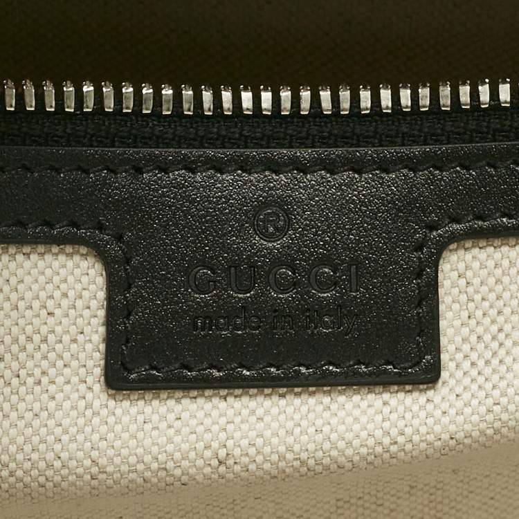 Pre Owned Gucci Black GG Embossed Leather Medium Tote 