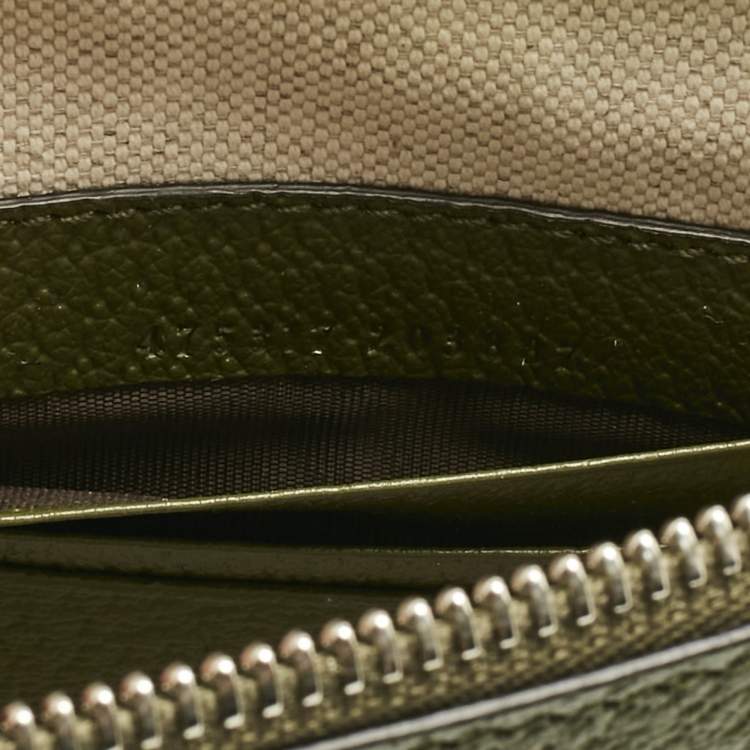 Pre Owned Gucci Fatigue Green Leather GG Marmont Pouch