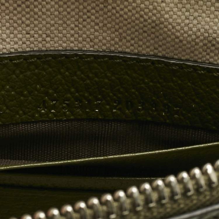 Pre Owned Gucci Fatigue Green Leather GG Marmont Pouch