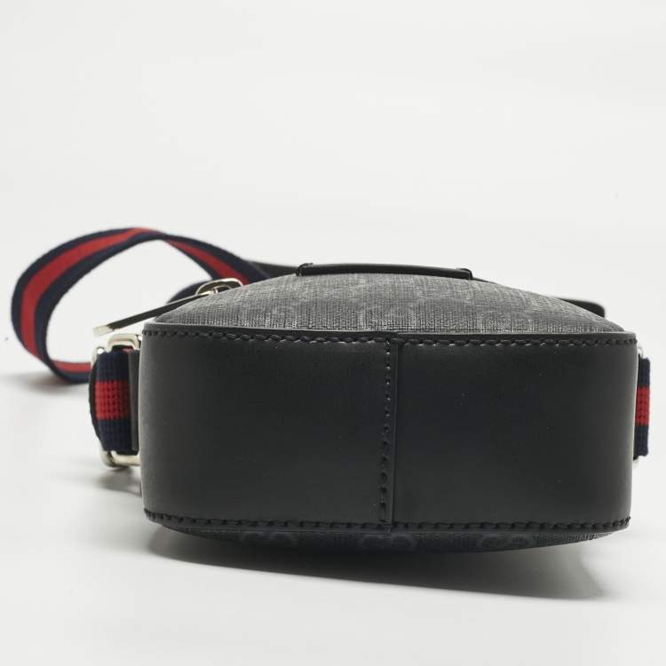 Pre Owned Gucci Black GG Supreme Canvas and Leather Web Messenger Bag