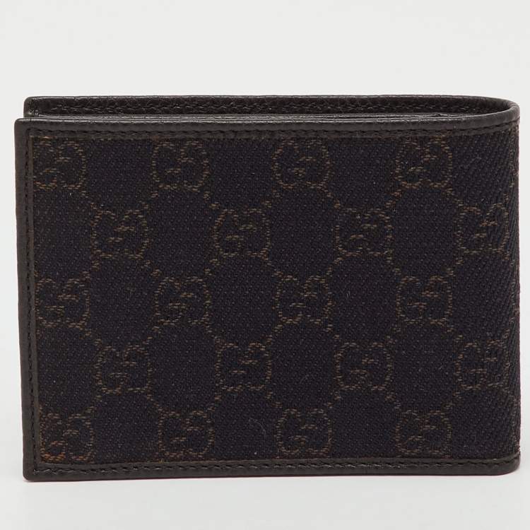 Pre Owned Gucci Dark Brown GG Canvas GG Bifold Wallet