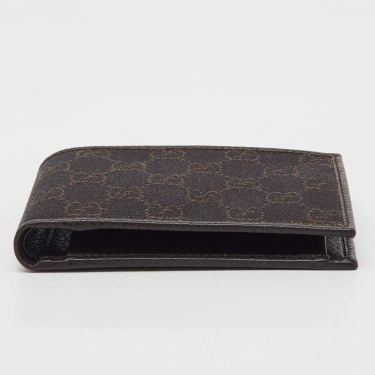 Pre Owned Gucci Dark Brown GG Canvas GG Bifold Wallet