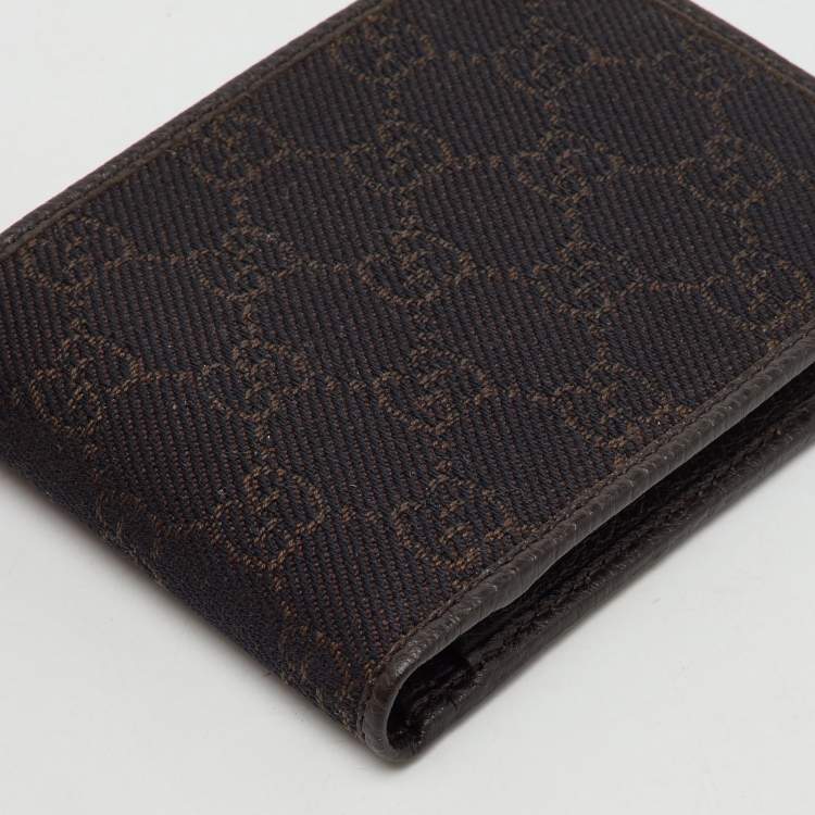 Pre Owned Gucci Dark Brown GG Canvas GG Bifold Wallet