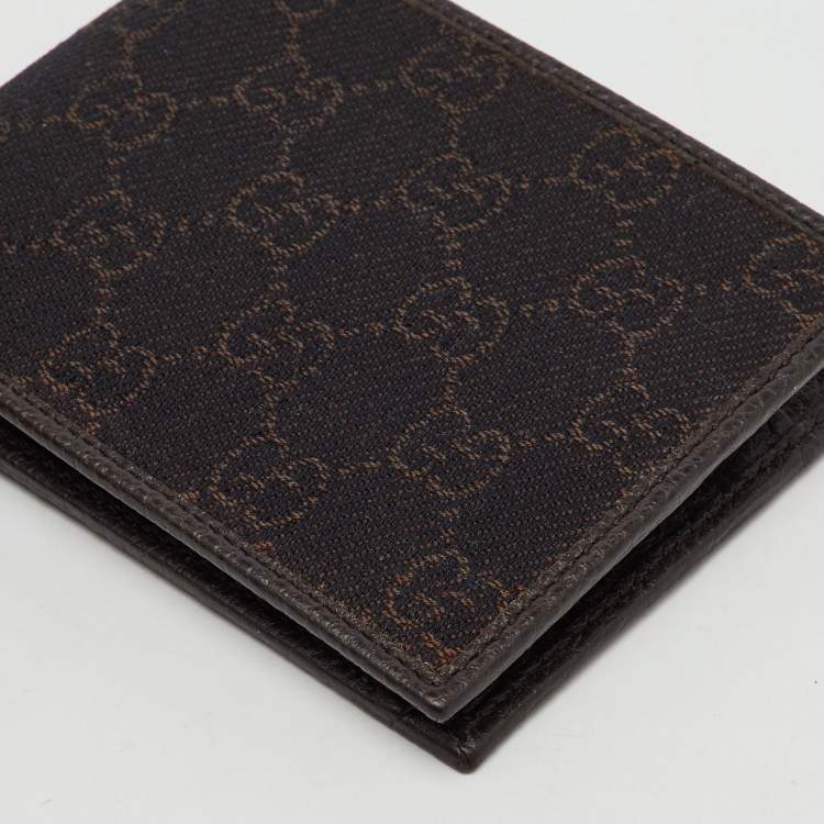 Pre Owned Gucci Dark Brown GG Canvas GG Bifold Wallet