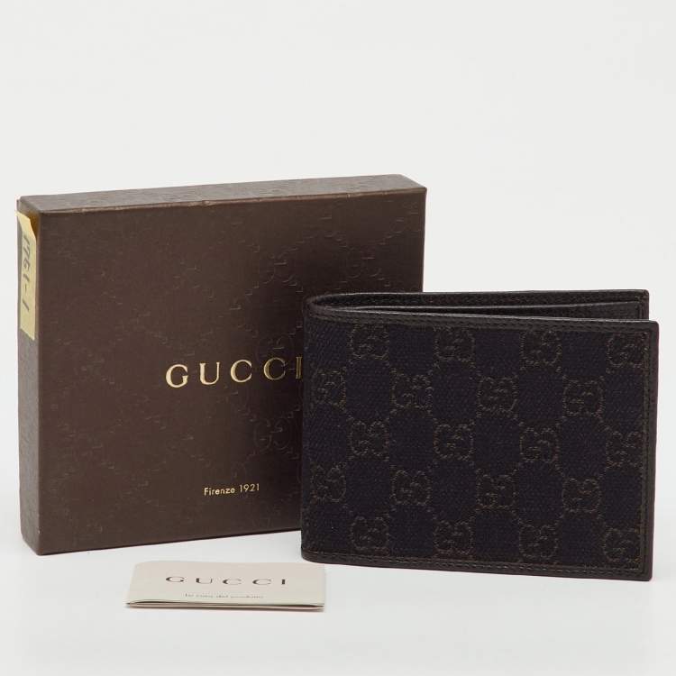 Pre Owned Gucci Dark Brown GG Canvas GG Bifold Wallet
