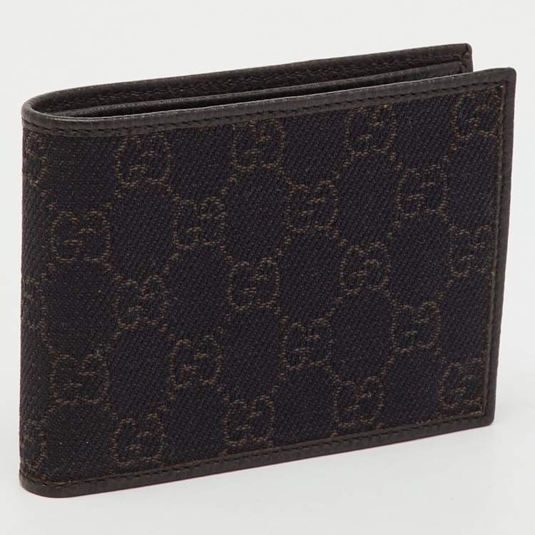 Pre Owned Gucci Dark Brown GG Canvas GG Bifold Wallet