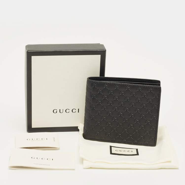 Pre Owned Gucci Black Microguccissima Leather Bifold Wallet