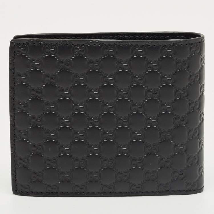 Pre Owned Gucci Black Microguccissima Leather Bifold Wallet