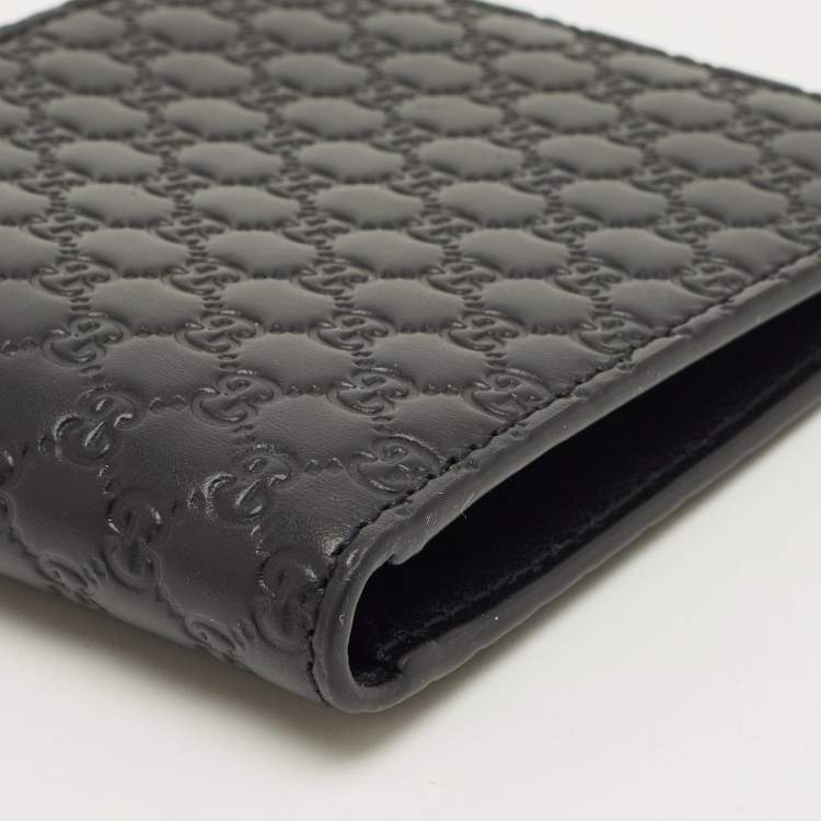 Pre Owned Gucci Black Microguccissima Leather Bifold Wallet