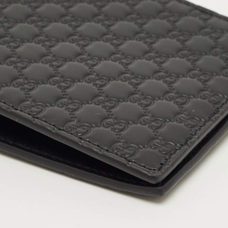 Pre Owned Gucci Black Microguccissima Leather Bifold Wallet