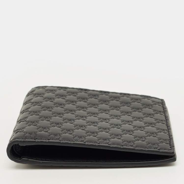 Pre Owned Gucci Black Microguccissima Leather Bifold Wallet