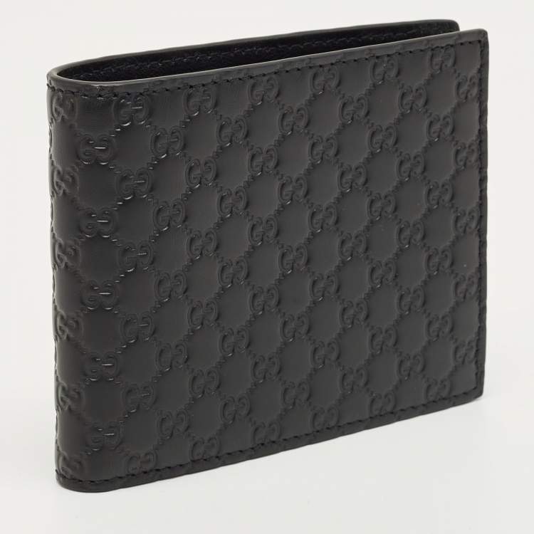 Pre Owned Gucci Black Microguccissima Leather Bifold Wallet