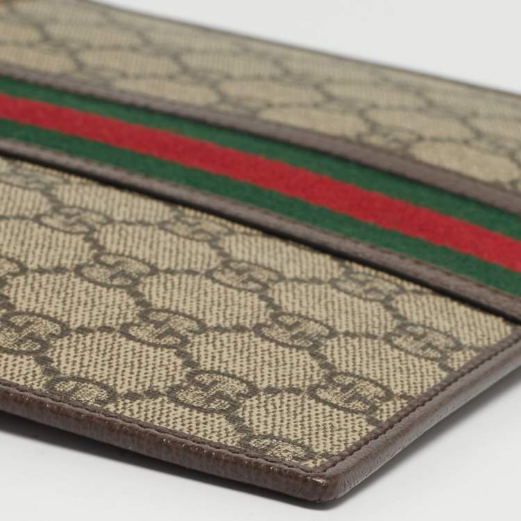 Pre Owned Gucci Beige/Ebony GG Supreme Canvas and Leather Ophidia Pouch