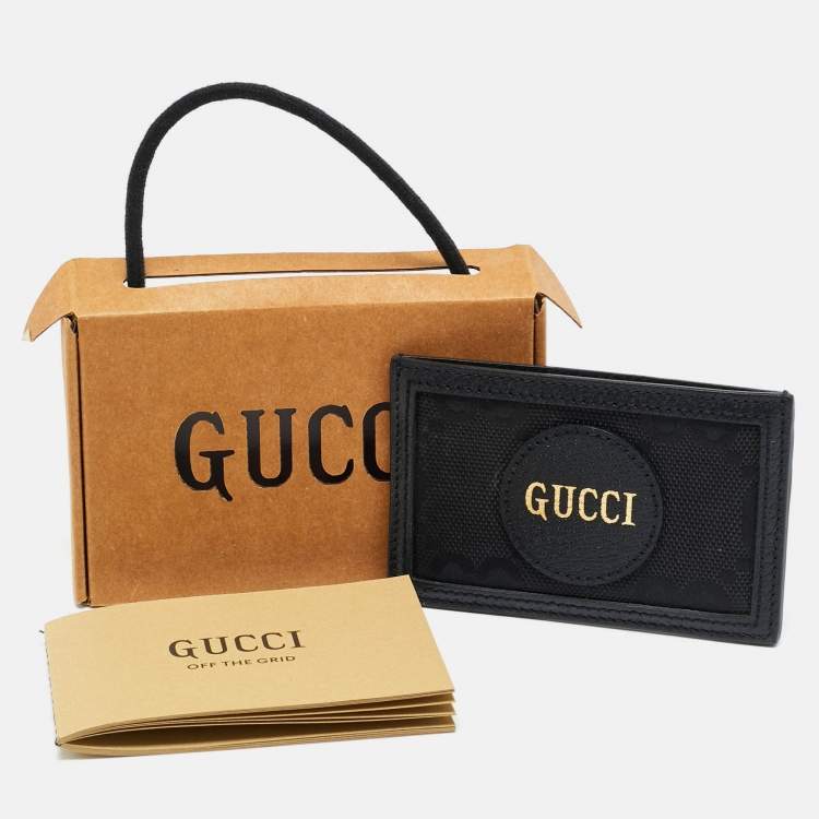Pre Owned Gucci Black GG Nylon and Leather Off The Grid Card Case