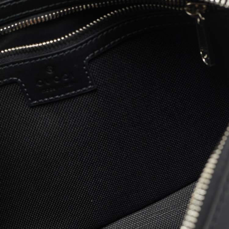 Pre Owned Gucci Black GG Supreme Canvas and Leather Wristlet Pouch