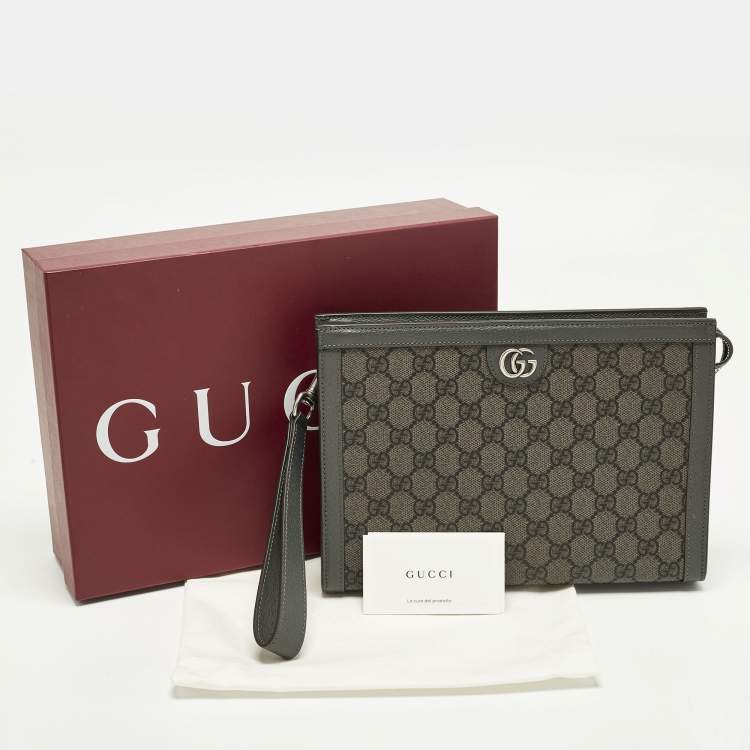 Pre Owned حقيبة صغيرة غوتشي جلد وكانفاس سوبر يم جي جي رمادي أوفيديا