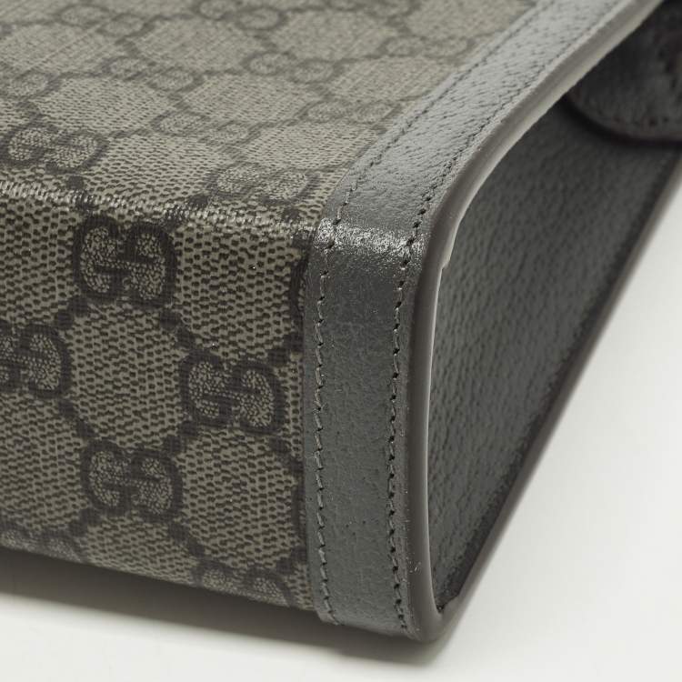 Pre Owned حقيبة صغيرة غوتشي جلد وكانفاس سوبر يم جي جي رمادي أوفيديا