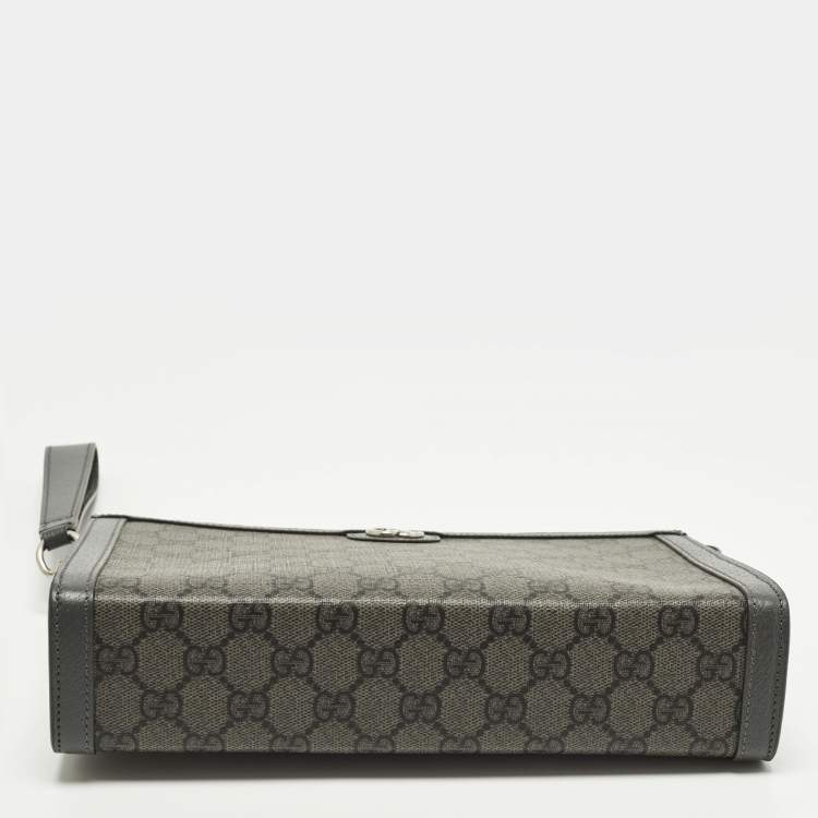 Pre Owned حقيبة صغيرة غوتشي جلد وكانفاس سوبر يم جي جي رمادي أوفيديا