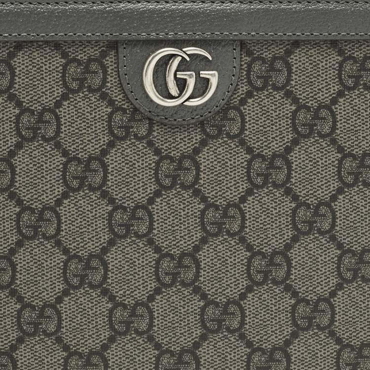 Pre Owned حقيبة صغيرة غوتشي جلد وكانفاس سوبر يم جي جي رمادي أوفيديا