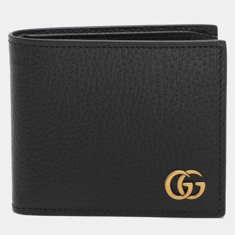Pre Owned Gucci GG Marmont Black Leather Bifold Wallet
