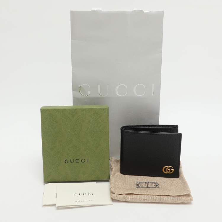 Pre Owned Gucci GG Marmont Black Leather Bifold Wallet