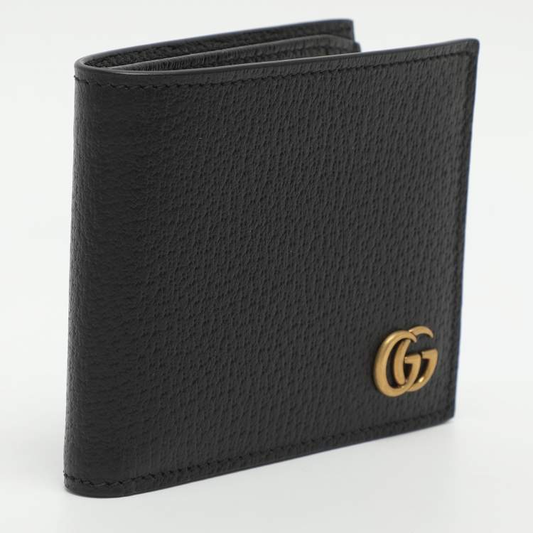 Pre Owned Gucci GG Marmont Black Leather Bifold Wallet